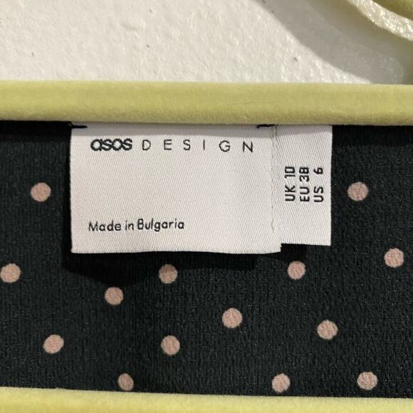 Asos Black Polka Dot Blouse Sz 6 - Picture 5 of 11